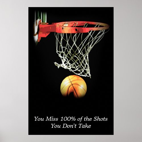 Motivational Quote Basketball Sport Poster