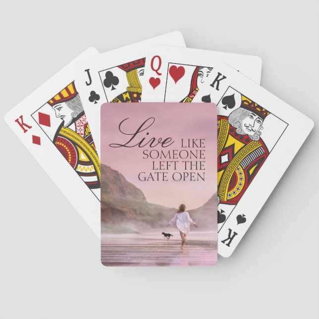 Motivational Quote Beach Photography Poker Cards (Back)