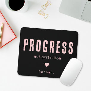 Motivational Quote Black and Pink Typography Mouse Pad