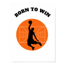 Motivational Quote BORN TO WIN basketball Poster 