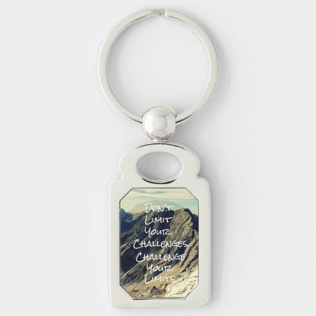 Motivational Quote: Challenge Your Limits Keychain (Front)