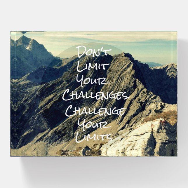 Motivational Quote: Challenge Your Limits Paperweight (Front)