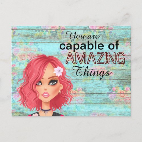 Motivational Quote Chic Girly Postcard