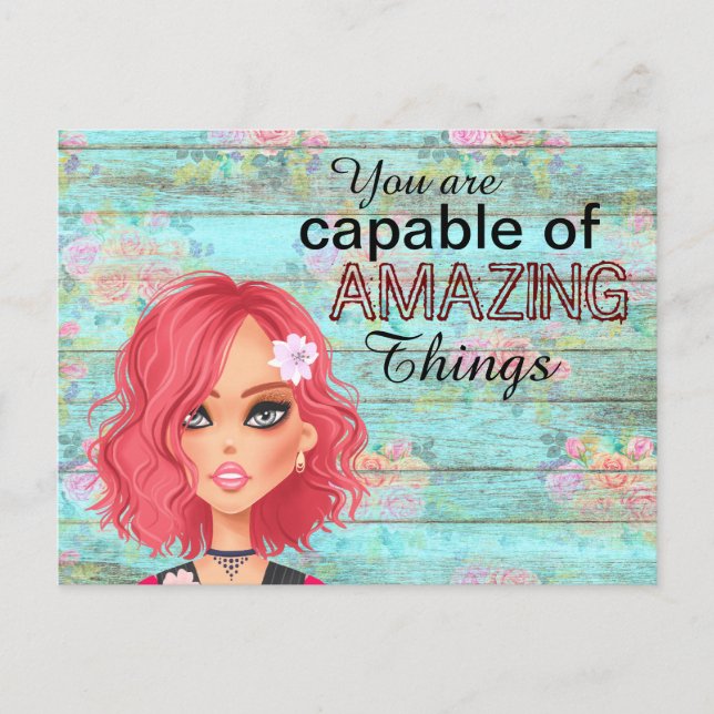 Motivational Quote Chic Girly Postcard (Front)