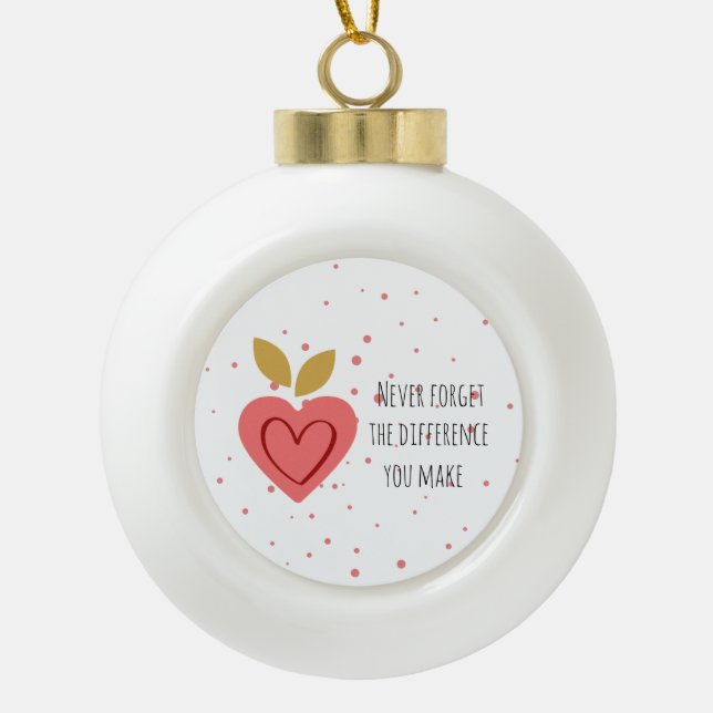 Motivational quote Christmas family photo Ceramic Ball Christmas Ornament (Front)