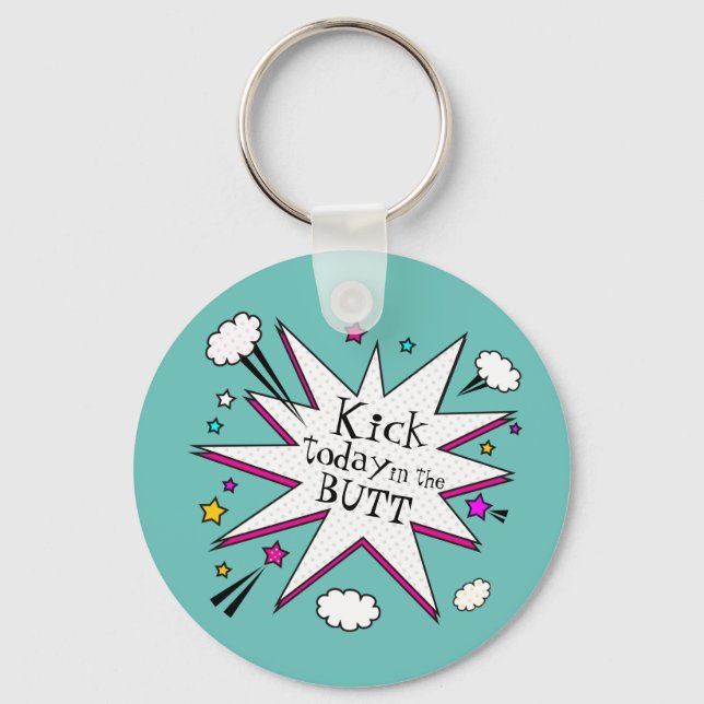 Motivational Quote Comic Book Explosion Keychain (Front)