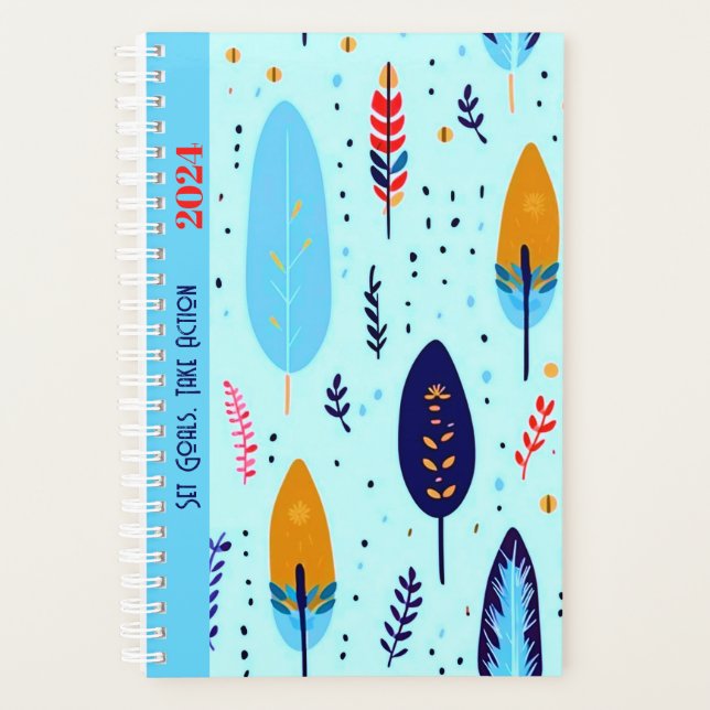 MOTIVATIONAL QUOTE CUTE BLUE COLOR BOHO PATTERN  PLANNER (Front)