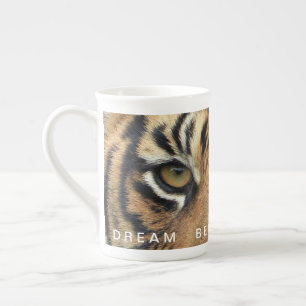 Motivational Quote Dream Believe Achieve Tiger Eye Bone China Mug