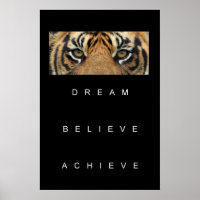 Motivational Quote Dream Believe Achieve Tiger Eye