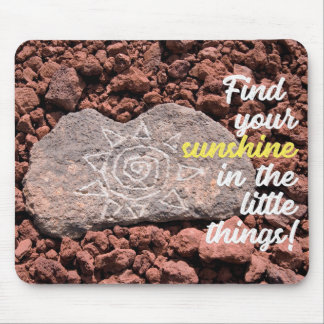 Motivational Quote Etched Sun On Lava Rock Mouse Pad