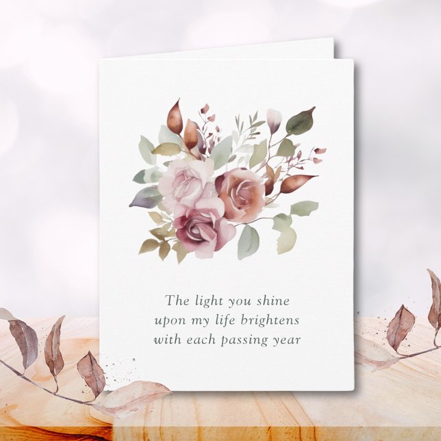 Motivational Quote Floral Birthday Card (The Light You Shine Upon My Life-Floral-Happy Birthday Card)
