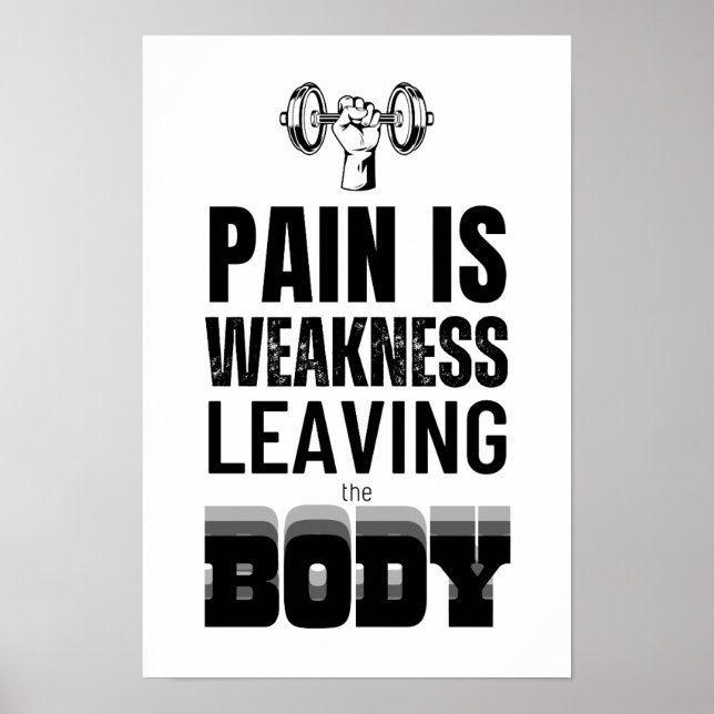 Motivational Quote for Gym Black & White Poster (Front)