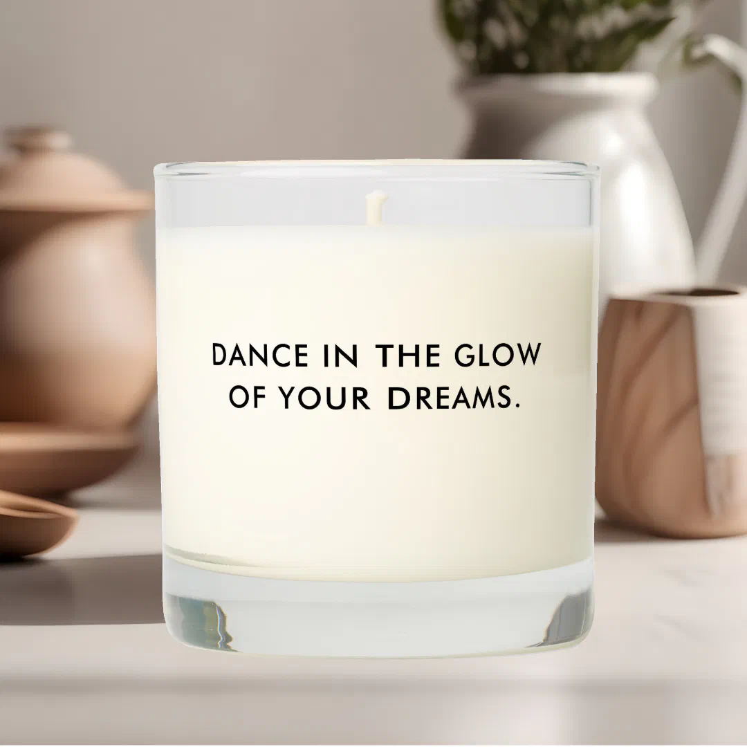 Motivational Quote Glow Dreams Minimal Scented Candle
