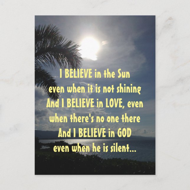 Motivational Quote I Believe Inspirational Poem Postcard (Front)