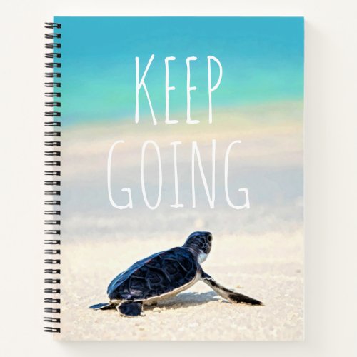 Motivational Quote Keep Going Beach Turtle  Notebook