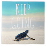 Motivational Quote Keep Going Turtle Beach  Ceramic Tile at Zazzle