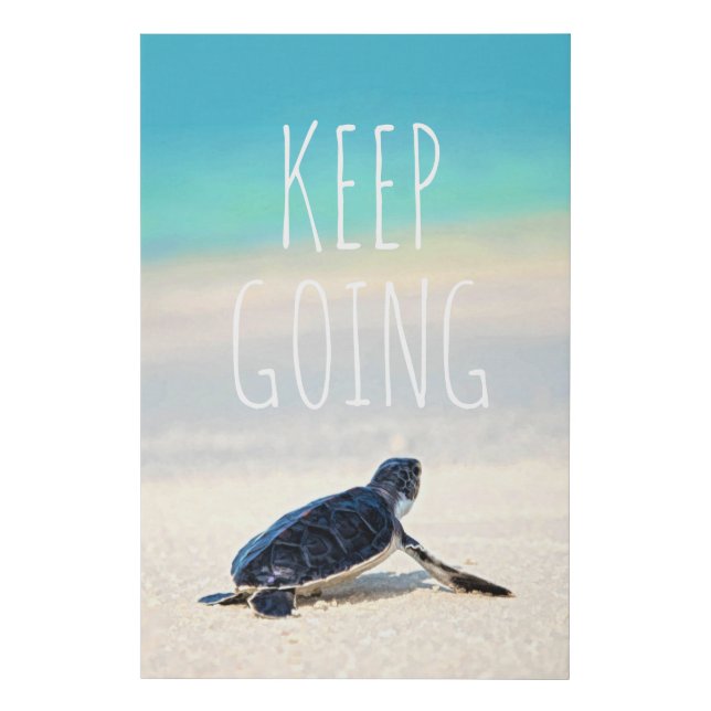 Motivational Quote Keep Going Turtle Beach  Faux Canvas Print (Front)