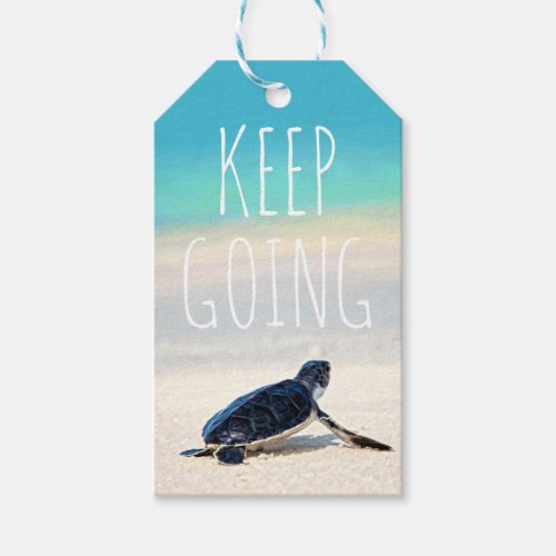 Motivational Quote Keep Going Turtle Beach  Gift Tags