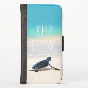 Motivational Quote Keep Going Turtle Beach iPhone X Wallet Case