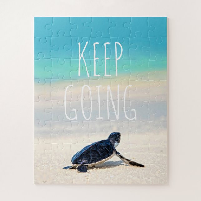 Motivational Quote Keep Going Turtle Beach Jigsaw Puzzle (Vertical)