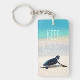 Motivational Quote Keep Going Turtle Beach Keychain