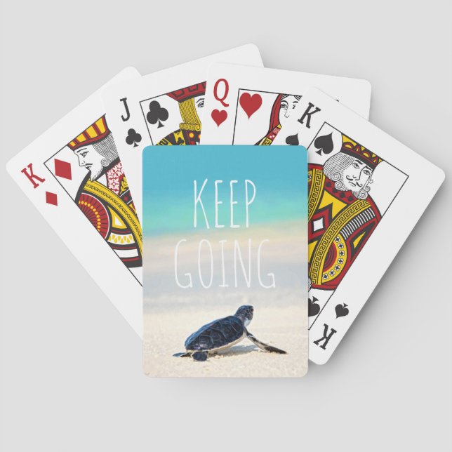 Motivational Quote Keep Going Turtle Beach Poker Cards (Back)
