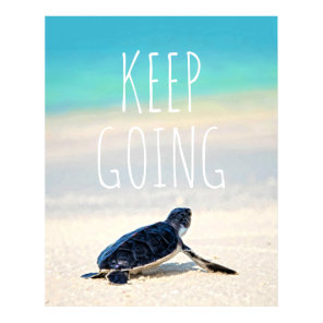 Motivational Quote Keep Going Turtle Beach Poster