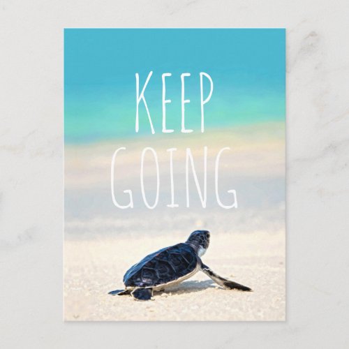 Motivational Quote Keep Going Turtle Post Card