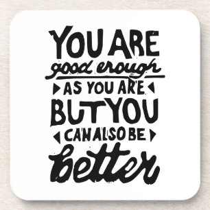 Motivational Quote Lino Print Beverage Coaster