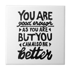 Motivational Quote Lino Print Ceramic Tile