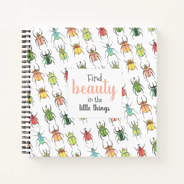 Motivational Quote Love Bugs Notebook (Front)