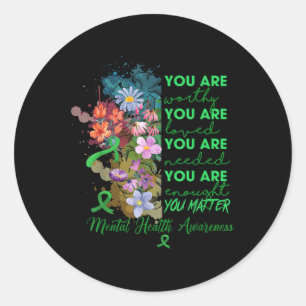 Motivational Quote Mental Health Awareness Positiv Classic Round Sticker