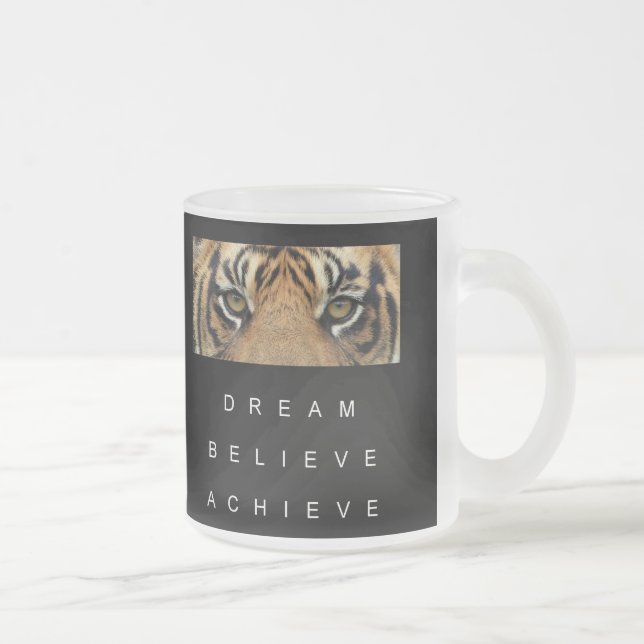 Motivational Quote Modern Black And White Frosted Glass Coffee Mug (Right)