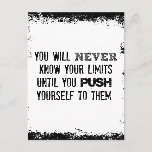 Motivational  Quote Never know your limits Postcard
