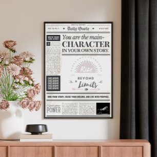 Motivational Quote Newspaper Style Art Poster Canvas Print