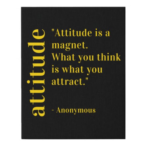 Motivational Quote On ATTITUDE Faux Canvas Print