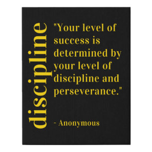 Motivational Quote On DISCIPLINE Faux Canvas Print