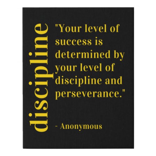 Motivational Quote On DISCIPLINE Faux Canvas Print