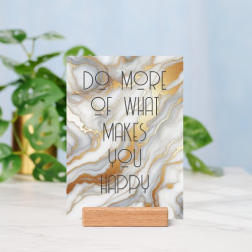 Motivational Quote On Gold White Marble Art Holder