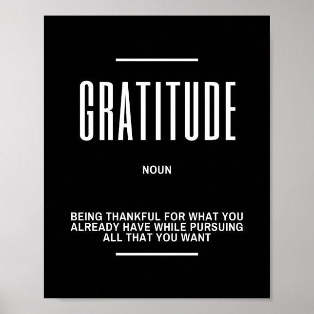 Motivational Quote On Gratitude Poster (Front)