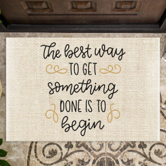 Motivational Quote On Rustic Burlap Doormat