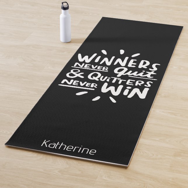 Motivational Quote personalized name Workout Black Yoga Mat (In Situ)