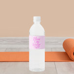 Motivational quote pink flow like water water bottle label<br><div class="desc">Pink background and handwritten quote:  Flow like water.  Perfect for yoga lovers. 

Personalize and add your name.</div>