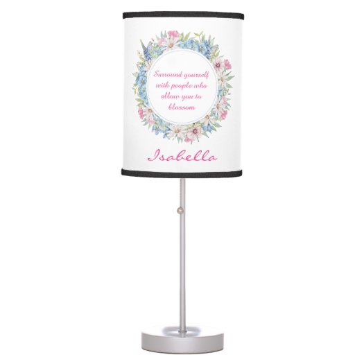 Motivational Quote Pink White Blue Floral Wreath