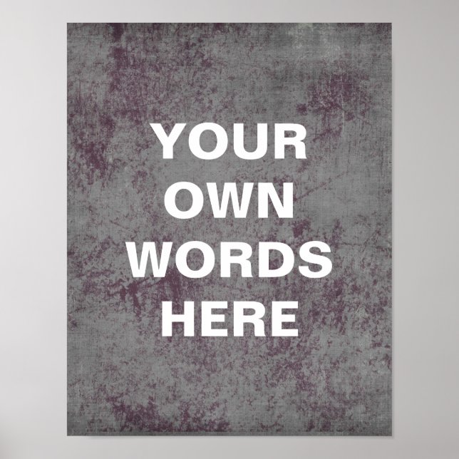 Motivational Quote Poster, distressed blue purple Poster (Front)