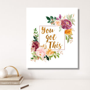 Motivational Quote Pretty Colorful Rose Floral Canvas Print