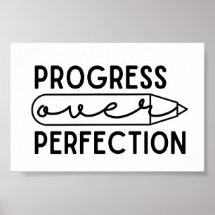 Motivational Quote Progress Over Perfection Poster