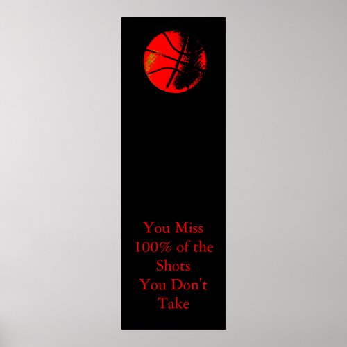 Motivational Quote Red Black Basketball Poster