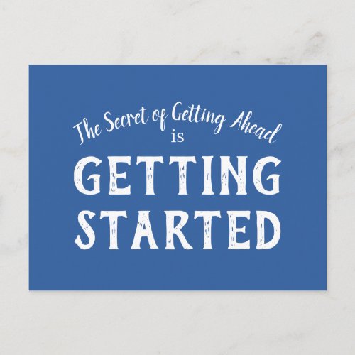 Motivational Quote Secret of Success Blue  White Postcard