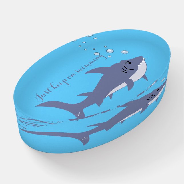 Motivational quote shark paperweight (Angled)